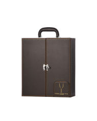 COFANETTO LUXURY IN PELLE MARRONE A VALIGETTA PER 3 BOTTIGLIE DA ML. 750