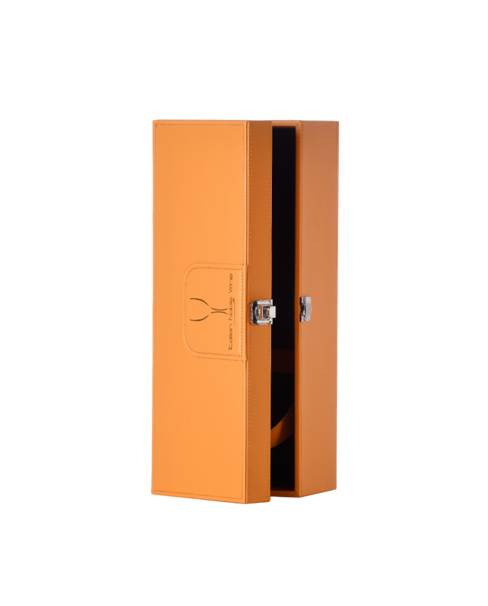 COFANETTO LUXURY IN PELLE GIALLA A SCRIGNO PER 1 BOTTIGLIA MAGNUM DA ML. 1500 