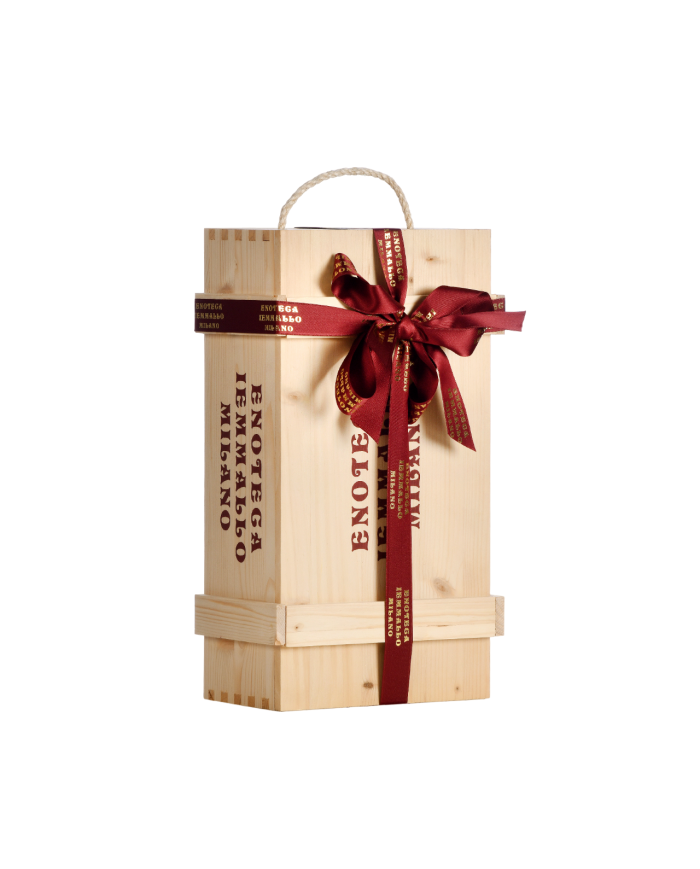 CASSETTA LEGNO APERTURA SCORREVOLE PER 2 BOTTIGLIE DA ML. 750