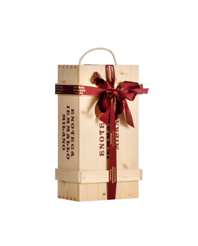 CASSETTA LEGNO APERTURA SCORREVOLE PER 2 BOTTIGLIE DA ML. 750