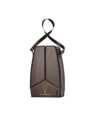 COFANETTO LUXURY IN PELLE MARRONE CON TRACOLLA PER 2 BOTTIGLIE DA ML. 750