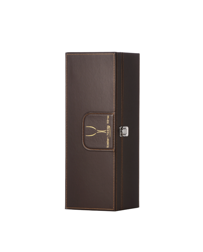 COFANETTO LUXURY IN PELLE MARRONE A SCRIGNO PER 1 BOTTIGLIA MAGNUM DA ML. 1500 