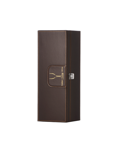 COFANETTO LUXURY IN PELLE MARRONE A SCRIGNO PER 1 BOTTIGLIA MAGNUM DA ML. 1500 